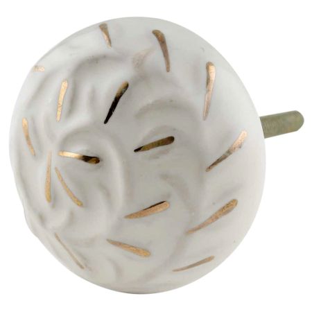 Cream Gold Floral Ceramic Cabinet Knobs